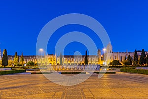 Sunrise view of mosteiro dos Jeronimos through praca do imperio photo