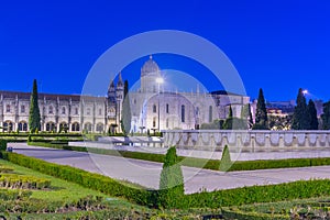 Sunrise view of mosteiro dos Jeronimos through praca do imperio photo