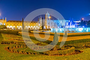 Sunrise view of mosteiro dos Jeronimos through praca do imperio photo