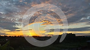 sunrise and view of Mount Slamet, Central Java, Indonesia