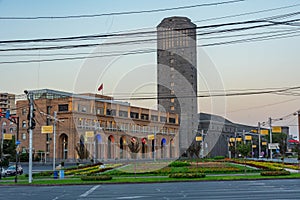 Sunrise view of Myasnikyan Square in Yerevan, Armenia