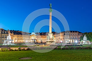 Sunrise view of the new palace in Stuttgart from Schlossplatz, Germany