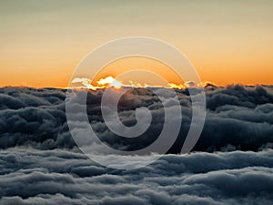 Sunrise or sunset view at high altitude