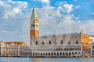 Sunrise view of piazza San Marco, Doge`s Palace Palazzo Ducale ,