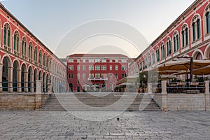 Sunrise view of the Republic square in Split, Croatia