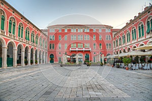 Sunrise view of the Republic square in Split, Croatia