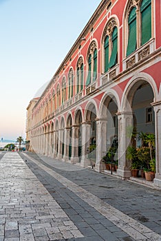 Sunrise view of the Republic square in Split, Croatia