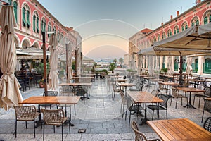 Sunrise view of the Republic square in Split, Croatia