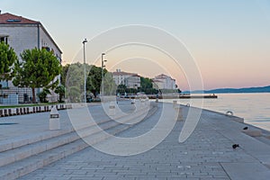 Sunrise view of Riva promenade in the historical part of Croatian city Zadar