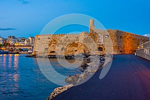 Sunrise view of Rocca a Mare Fortress in Greek town Heraklion
