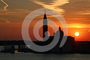 Sunrise view of San Giorgio Maggiore church in Venice, Italy