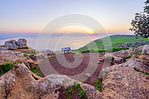 Sunrise view of the Sea of Galilee, from Mount Arbel