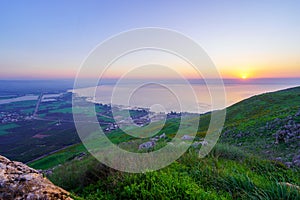 Sunrise view of the Sea of Galilee, from Mount Arbel