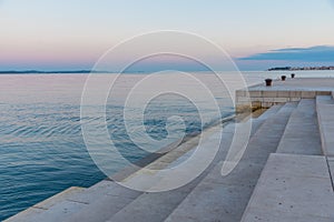 Sunrise view of Sea Organ installed in Croatian town Zadar