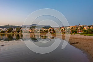 Sunrise view of skyline of Greek town Rethimno, Greece