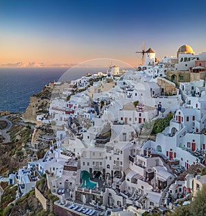 Sunrise view to Oia, Santorini, Greece