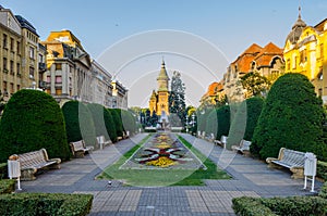 sunrise view of the victory square - piata victoriei in romanian city timisoara - temesvar in banat province...IMAGE