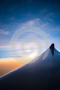 Sunrise view from window airplane in Abstract style