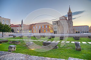 Sunrise view of Zeleni trg square in Zadar, Croatia