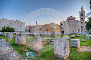 Sunrise view of Zeleni trg square in Zadar, Croatia