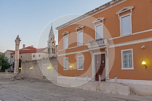 Sunrise view of Zeleni trg square in Zadar, Croatia