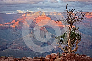 Sunrise from viewpoint of South Rim of Grand Canyon, Arizona, US