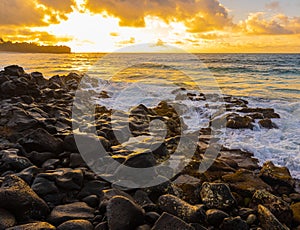 Sunrise on The Volcanic Shoreline of Shipwreck Beach