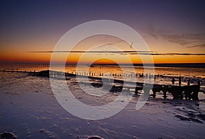 Sunrise at the Waddenzee in the Netherlands