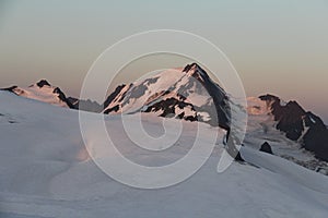 Sunrise at Weisskogel glacier in Otztal alps, Austria