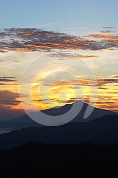 Sunrise at West Java volcanoes, Indonesia