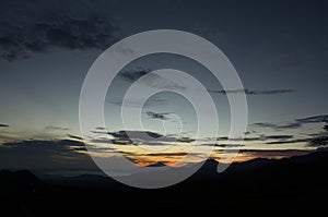 Sunrise at West Java volcanoes, Indonesia