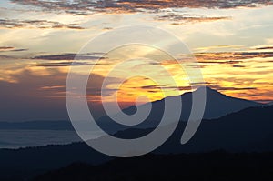 Sunrise at West Java volcanoes, Indonesia