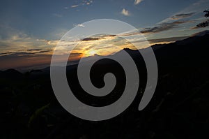 Sunrise at West Java volcanoes, Indonesia