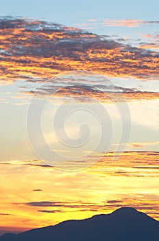 Sunrise at West Java volcanoes, Indonesia