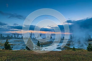 Sunrise in West Thumb Geyser Basin - Yellowstone