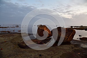 Sunrise on the White Sea in Karelia, Russia