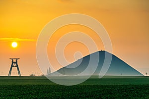 Sunrise at the winding tower for the copper mine near Nienstedt