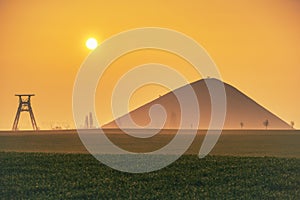 Sunrise at the winding tower for the copper mine near Nienstedt