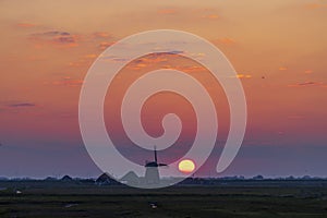 Sunrise with windmill Hargermolen, Bergen - Schoorl, The Netherlands