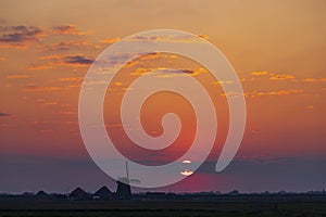 Sunrise with windmill Hargermolen, Bergen - Schoorl, The Netherlands