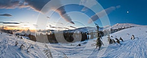 Sunrise winter mountain landscape (Carpathian).