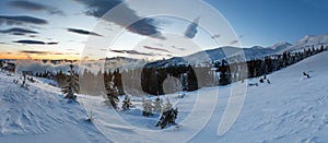 Sunrise winter mountain landscape (Carpathian).