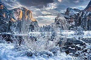 Sunrise after a Winter Storm on Yosemite Valley, Yosemite National Park, California