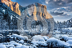 Sunrise after a Winter Storm on Yosemite Valley, Yosemite National Park, California