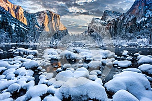 Sunrise after a Winter Storm on Yosemite Valley, Yosemite National Park, California