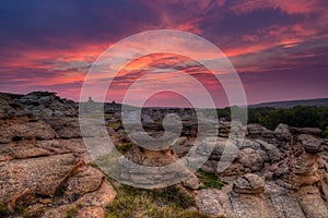 Sunrise at Writing on Stone Provincial Park in Alberta, Canada