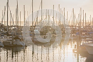 Sunrise and Yachts in the Pier