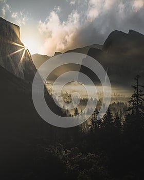 Sunrise at Yosemite National Park as Seen from Tunnel View