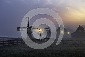 Sunrise at Zaanse Schans wooden house