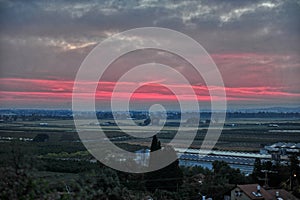 Sunrize in Israel with red color in sky